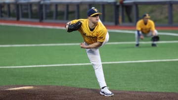 West Virginia starting pitcher Derek Clark