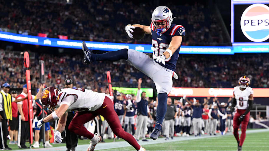 Efton Chism III led the Patriots in receiving on Friday night. | Brian Fluharty-Imagn Images