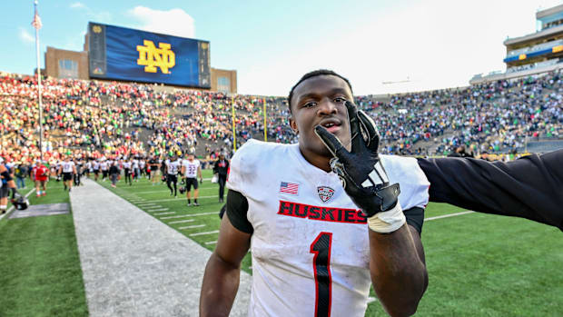 Northern Illinois celebrates an upset at Notre Dame Stadium back in Septembe