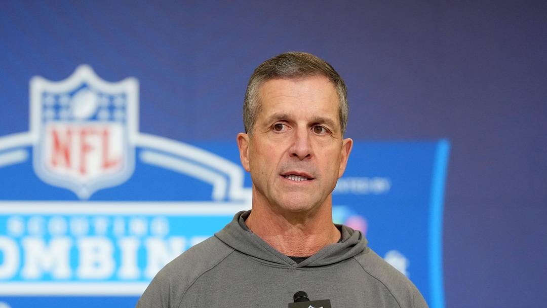 Feb 24, 2026; Indianapolis, IN, USA; New York Giants coach John Harbaugh speaks at the NFL Scouting Combine at the Indiana Convention Center. Mandatory Credit: Kirby Lee-Imagn Images
