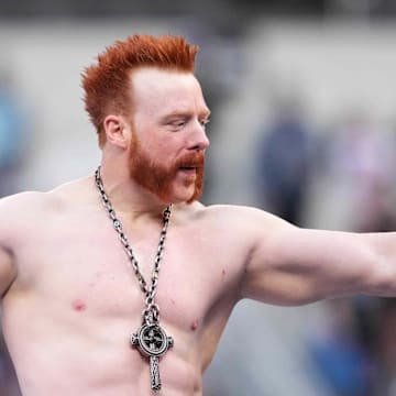 Apr 2, 2023; Inglewood, CA, USA; Sheamus during Wrestlemania Night 2 at SoFi Stadium. Mandatory Credit: Joe Camporeale-Imagn Images