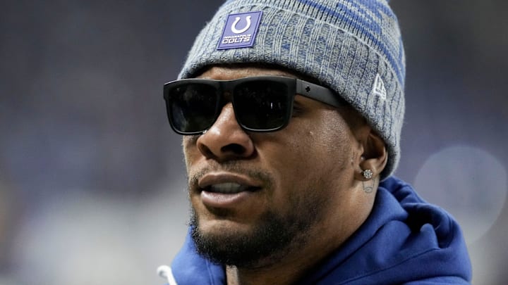 Indianapolis Colts quarterback Anthony Richardson walks off the field