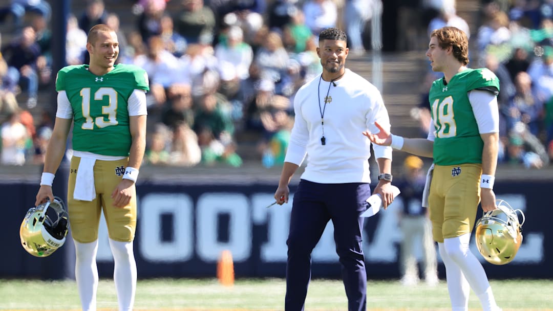 Marcus Freeman, Steve Angeli, CJ Carr, 94th Annual Notre Dame Blue-Gold Spring Game