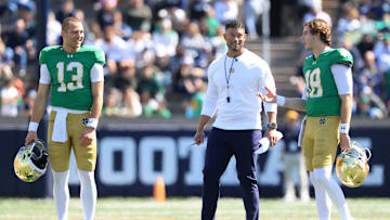 Marcus Freeman, Steve Angeli, CJ Carr, 94th Annual Notre Dame Blue-Gold Spring Game