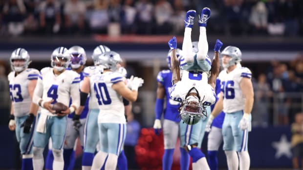 Dallas Cowboys wide receiver KaVontae Turpin (9) celebrates during the second half against the Seattle Seahawks