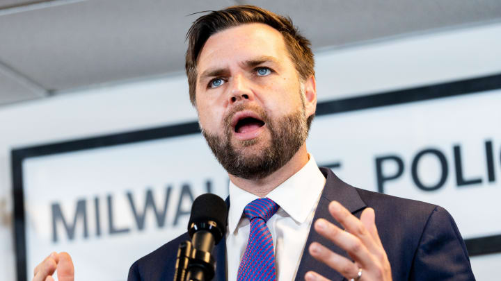 Vice Presidential Nominee, Senator JD Vance, R-Ohio, speaks at a campaign event at the Milwaukee Police Association Local 21 on Friday August 16, 2024 in Milwaukee, Wis.