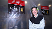 San Diego Padres owner Peter Seidler celebrates defeating the Los Angeles Dodgers during game four of the NLDS for the 2022 MLB Playoffs at Petco Park on Oct. 15, 2022.