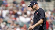 Aug 6, 2025; Detroit, Michigan, USA;  Minnesota Twins manager Rocco Baldelli (5) walks off the field in the eighth inning against the Detroit Tigers at Comerica Park.