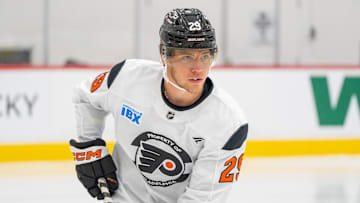 Nikita Grebenkin skating during Philadelphia Flyers training camp.