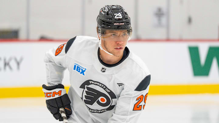 Nikita Grebenkin skating during Philadelphia Flyers training camp.