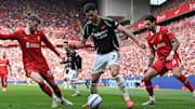 Mikel Merino (middle) equalized, but was sent off for Arsenal in the second half.