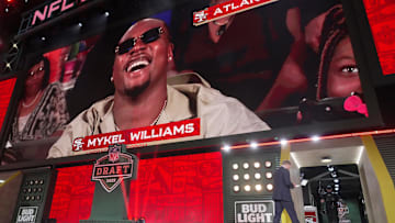 Mykel Williams, DE, Georgia was selected 11th overall by the San Francisco 49ers during the first round of the 2025 NFL Draft at Lambeau Field on April 24, 2025 in Green Bay, Wisconsin.