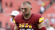 Sep 21, 2025; Landover, Maryland, USA; Washington Commanders tight end Zach Ertz (86) walks off the field after the game against the Las Vegas Raiders at Northwest Stadium. Mandatory Credit: Amber Searls-Imagn Images