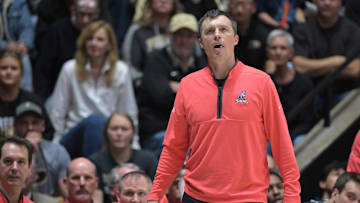 Samford Bulldogs head coach Bucky McMillan looks up at the video board during the second half against the Purdue Boilermakers