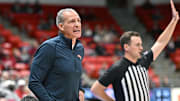 Pepperdine Waves head coach Ed Schilling looks on against the Washington State Cougars in the first half at Friel Court at Beasley Coliseum.