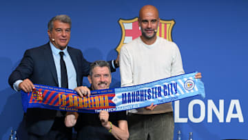 Joan Laporta, Juan Carlos Unzué, Pep Guardiola 