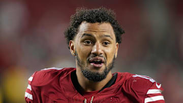 Sep 9, 2024; Santa Clara, California, USA; San Francisco 49ers wide receiver Ronnie Bell (10) after defeating the New York Jets at Levi's Stadium. Mandatory Credit: Darren Yamashita-Imagn Images