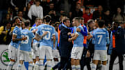 L'esultanza di gruppo della Lazio 