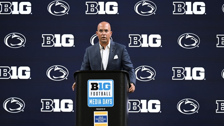 Penn State Nittany Lions head coach James Franklin speaks to the media during Big Ten Football Media Days. 