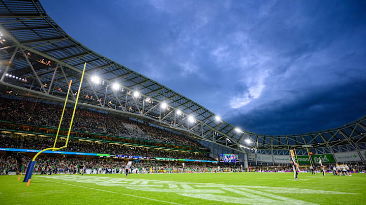 Aviva Stadium in Dublin during Notre Dame's game against Navy in 2023. Aviva Stadium in Dublin during Notre Dame's game against Navy in 2023.
