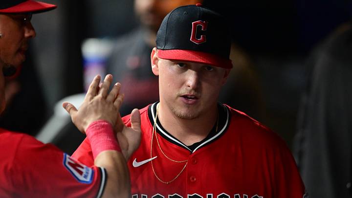 Sep 13, 2025: Cleveland Guardians starting pitcher Parker Messick (77) celebrates during the sixth inning against the Chicago White Sox at Progressive Field. 