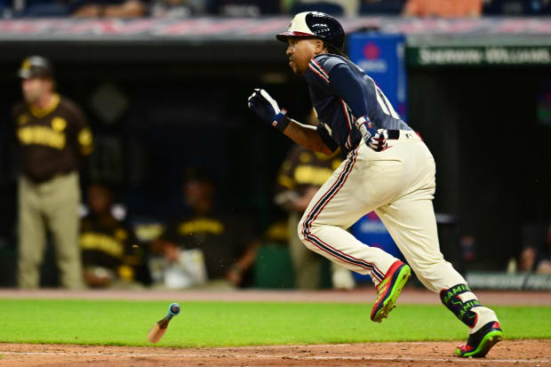 Jose Ramirez swings and hits an RBI single