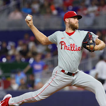 Philadelphia Phillies starting pitcher Zack Wheeler (45) delivers a pitch against the Miami Marlins during the second inning at loanDepot Park on Sept 6.