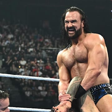 Drew McIntyre punishing Jimmy Uso on SmackDown