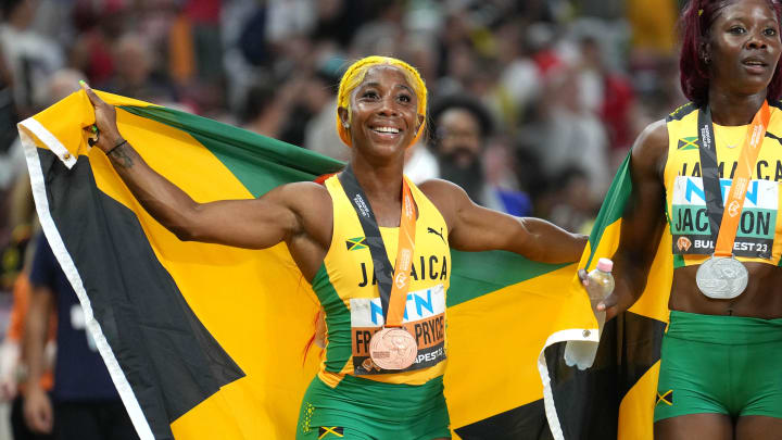 Shelly-Ann Fraser-Pryce (JAM) poses