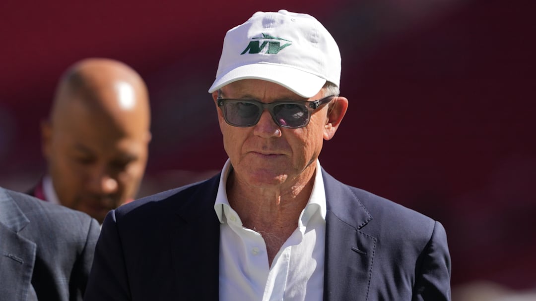 Sep 9, 2024; Santa Clara, California, USA; New York Jets owner Woody Johnson walks on the field before the game against the San Francisco 49ers at Levi's Stadium.