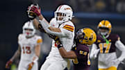 Jayden Higgins was selected by the Houston Texans in the second round of the NFL Draft on Friday.