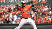 Jun 28, 2025; Baltimore, Maryland, USA; Baltimore Orioles starting pitcher Zach Eflin (24) throws a pitch against the Tampa Bay Rays during the first inning at Oriole Park at Camden Yards. 