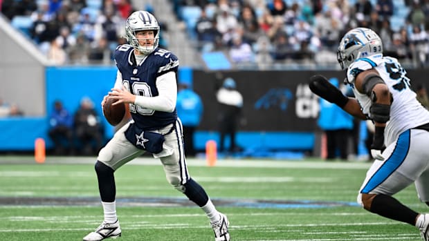 Dallas Cowboys quarterback Cooper Rush against the Carolina Panthers