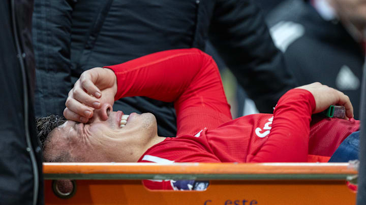 Lisandro Martinez was stretchered off against Crystal Palace.