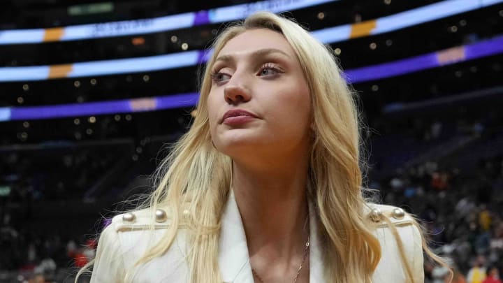 Jul 5, 2024a; LA Sparks injured forward Cameron Brink leaves the floor after the game against the Las Vegas Aces at Crypto.com Arena.