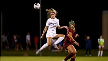 Maya Carter, Virginia's PK queen, rises for a header.