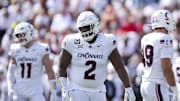 Sep 6, 2025; Cincinnati, Ohio, USA; Cincinnati Bearcats defensive lineman Dontay Corleone (2) stands on the field against the Bowling Green Falcons in the first half at Nippert Stadium. Mandatory Credit: Aaron Doster-Imagn Images