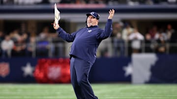 Dec 9, 2024; Arlington, Texas, USA; Dallas Cowboys head coach Mike McCarthy reacts after a play against the Cincinnati Bengals at AT&T Stadium. Mandatory Credit: Tim Heitman-Imagn Images