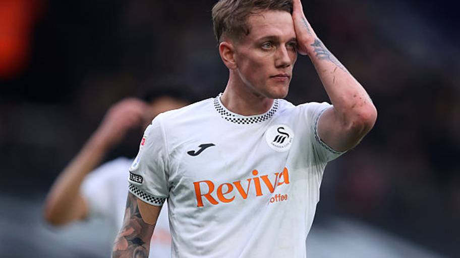 Ethan Galbraith reacts during the Sky Bet Championship match between Ipswich Town and Swansea City.