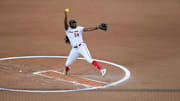 NiJaree Canady pitches during the Women's College World Series finals.