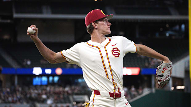 Mar 2, 2024; Arlington, TX, USA; Texas A&M Aggies compete against University of Southern California Trojans during the Ku