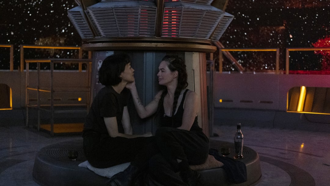 Aster (Lena Headey) and Coley (Sandrine Holt) in Beacon 23. Image courtesy of MGM+.