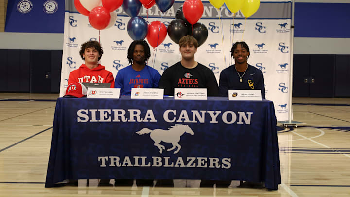 Sierra Canyon football players participate in Signing Day on December 4, 2024. Sierra Canyon football players participate in Signing Day on December 4, 2024.