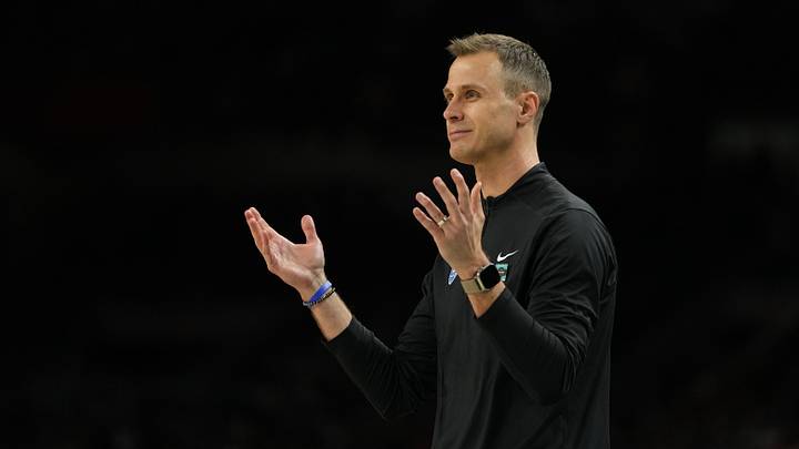 Apr 5, 2025; San Antonio, TX, USA; Duke Blue Devils head coach Jon Scheyer reacts after a play against the Houston Cougars during the second half in the semifinals of the men's Final Four of the 2025 NCAA Tournament at the Alamodome.