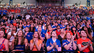 Images from Gainesville during the NCAA national championship men's basketball game between the Florida Gators and the Houston Cougars in Gainesville, FL on Monday, April 7, 2025.