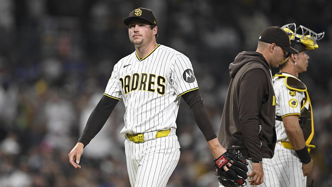 May 19, 2026; San Diego, California, USA; San Diego Padres pitcher Mason Miller (22) leaves the game after giving up a run during the ninth inning against the Los Angeles Dodgers at Petco Park. Mandatory Credit: Denis Poroy-Imagn Images May 19, 2026; San Diego, California, USA; San Diego Padres pitcher Mason Miller (22) leaves the game after giving up a run during the ninth inning against the Los Angeles Dodgers at Petco Park. Mandatory Credit: Denis Poroy-Imagn Images