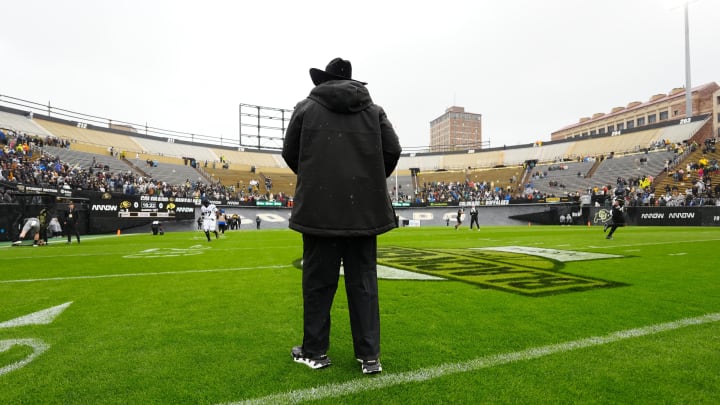 Apr 27, 2024; Boulder, CO, USA; Colorado Buffaloes head coach Deion Sanders during a spring game event at Folsom Field. Mandatory Credit: Ron Chenoy-USA TODAY Sports