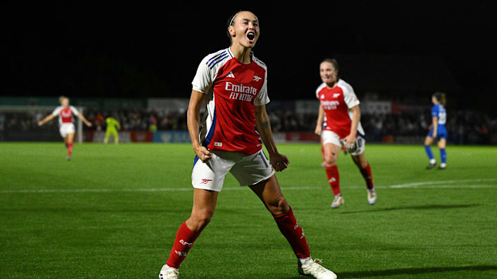 Caitlin Foord celebrates netting four goals 