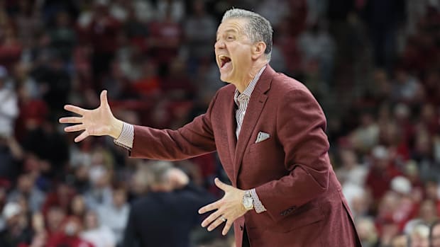 Arkansas Razorbacks head coach John Calipari during the first half of a game against the Oklahoma Sooners.