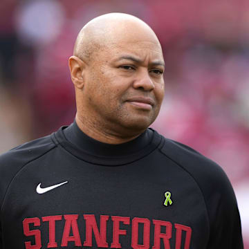 David Shaw before Stanford's 52–14 loss to Washington State on Nov. 5, 2022.